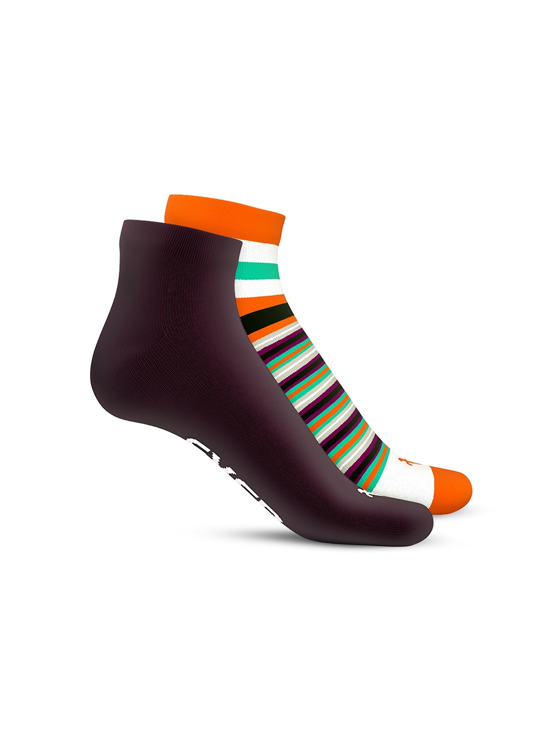 

TalkingSox Unisex Pack Of 2 Striped Ankle-Length Socks, Coffee brown