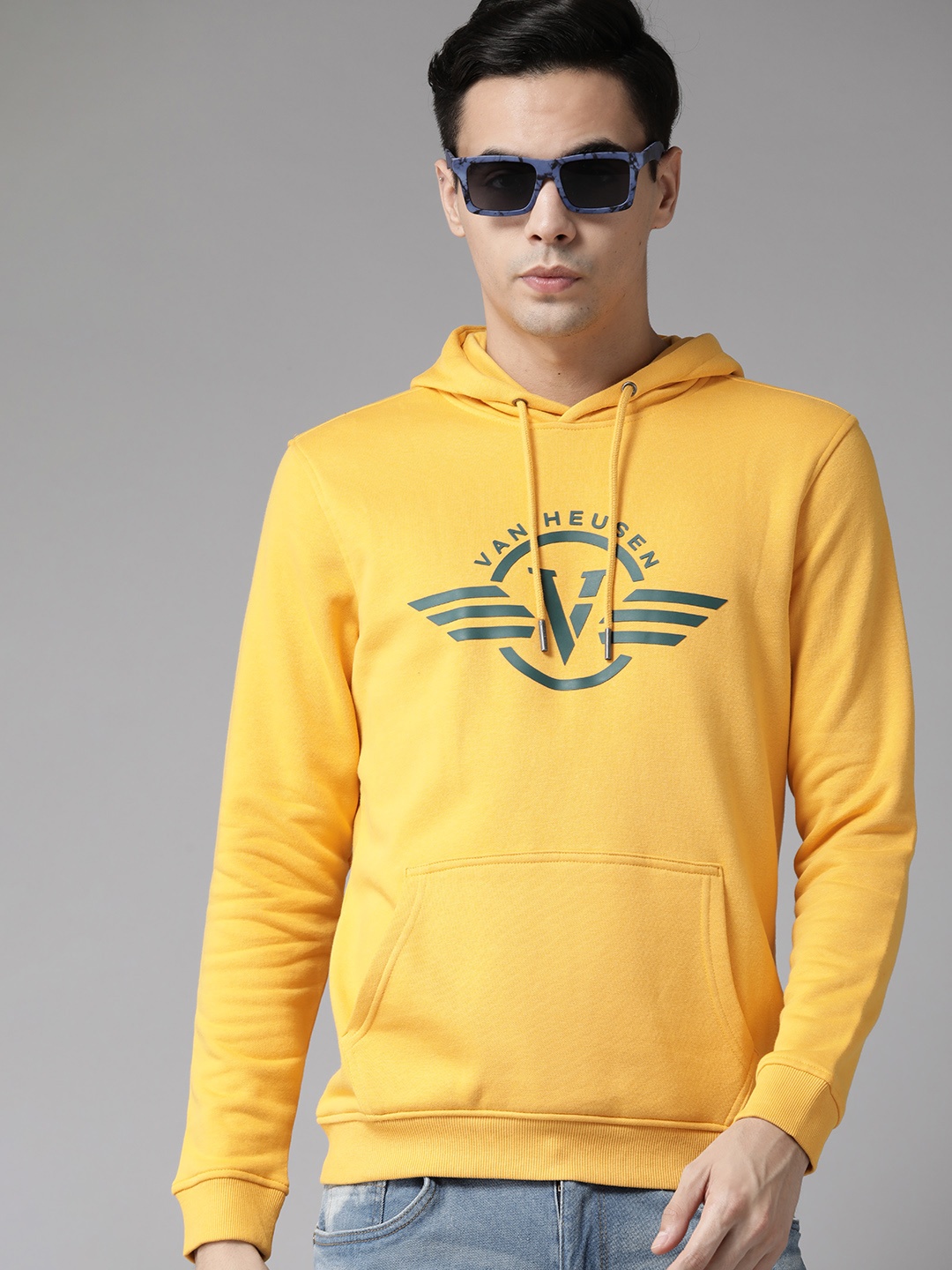 

Van Heusen High IQ Lasting Colour Printed Hooded Sweatshirt, Yellow