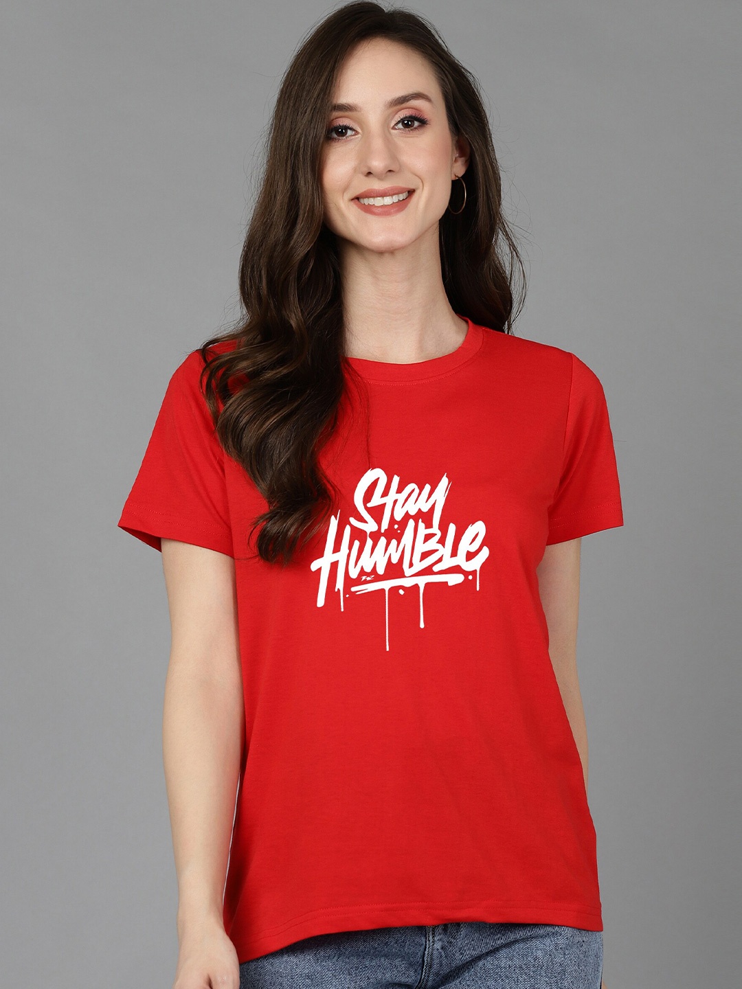 

Adyavastram Typography Printed Regular Fit Cotton T-shirt, Red