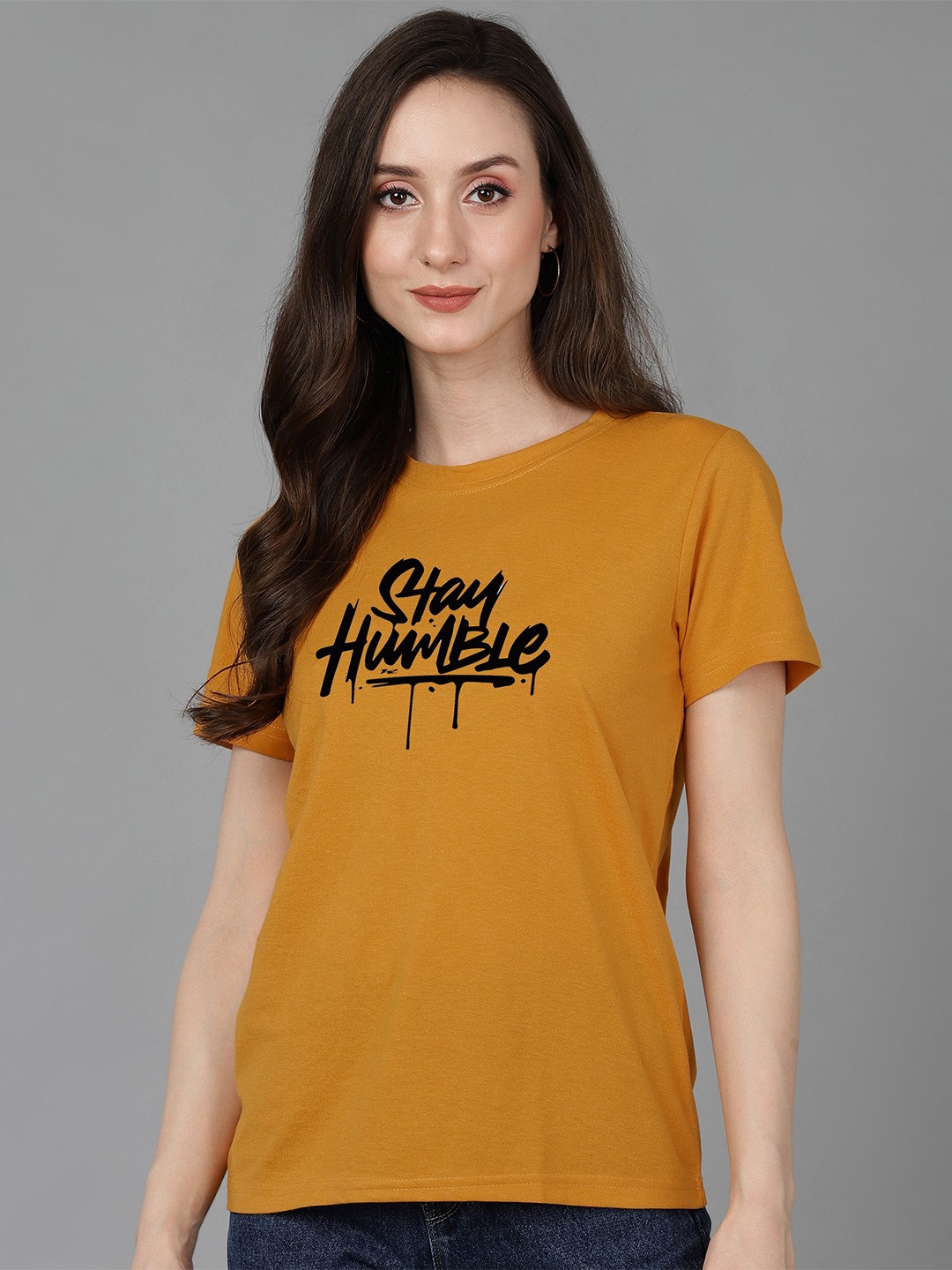 

Adyavastram Typography Printed Regular Fit Cotton T-shirt, Yellow