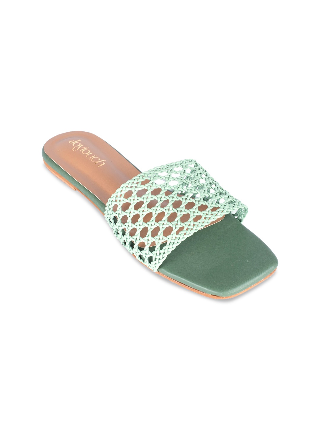 

Joytouch Braided Open Toe Flats, Sea green