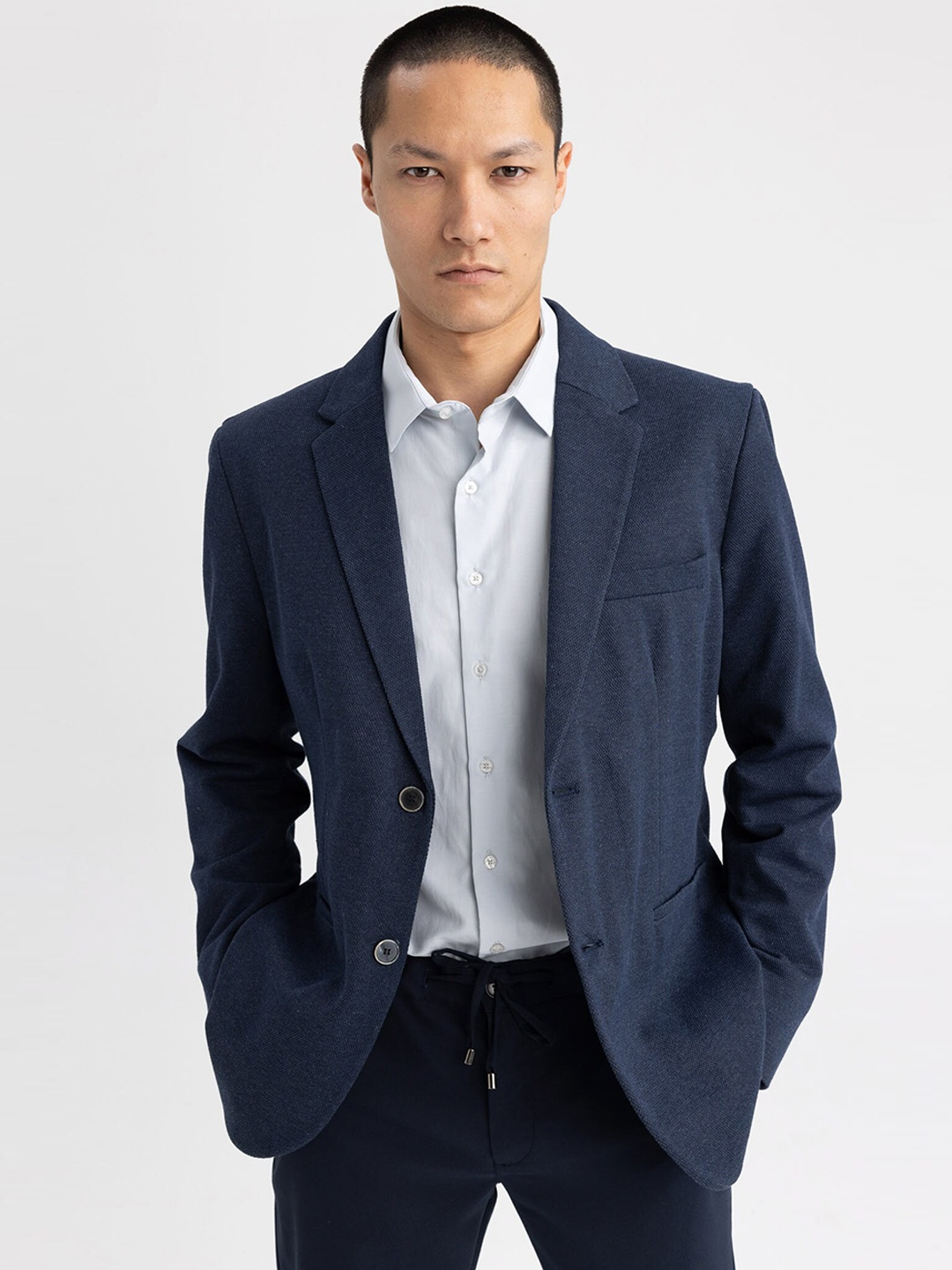 

DeFacto Self Design Single-Breasted Casual Blazer, Blue