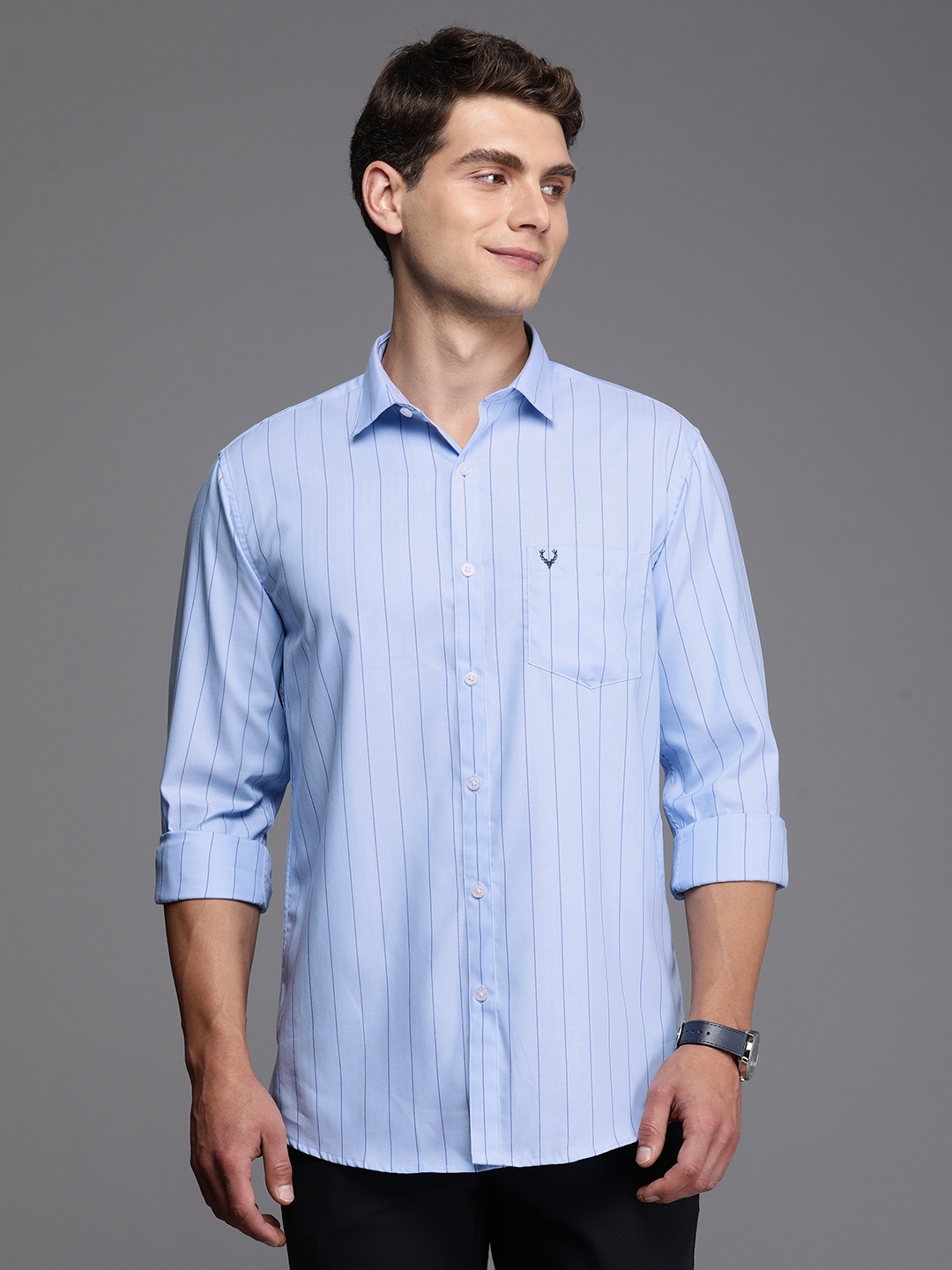 

Allen Solly Sport Fit Striped Pure Cotton Casual Shirt, Blue