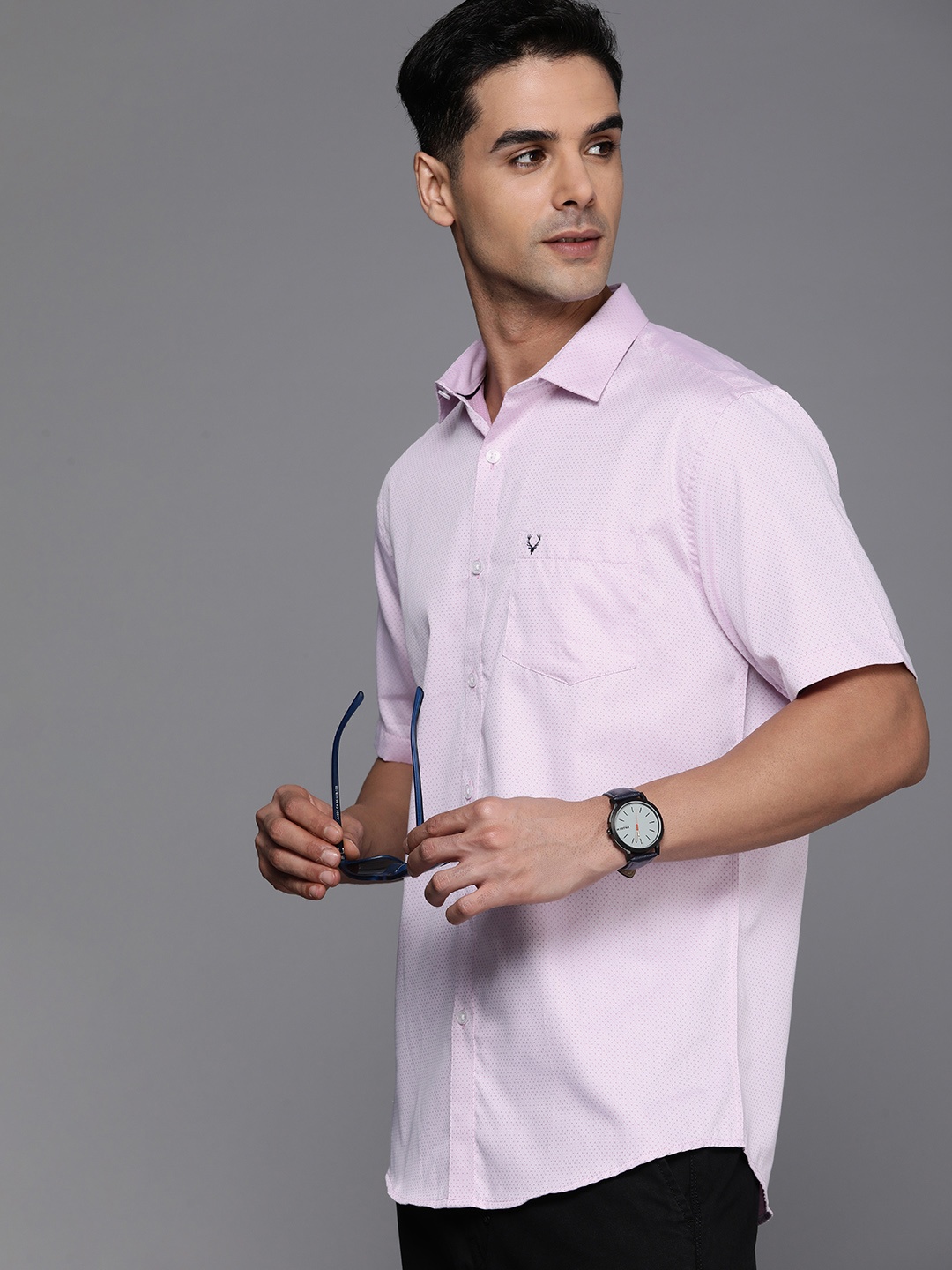 

Allen Solly Pure Cotton Classic Fit Self Design Textured Casual Shirt, Pink