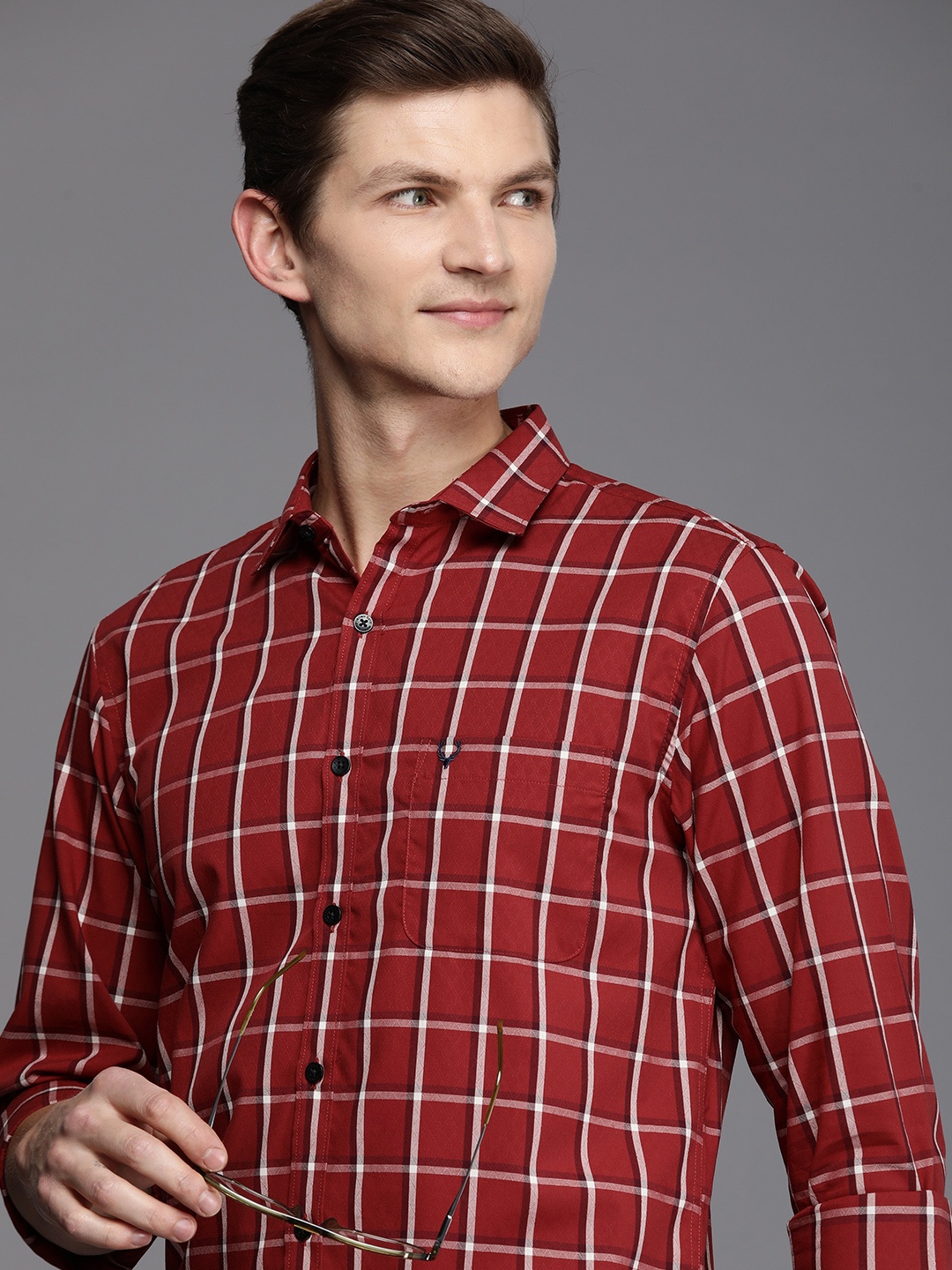 

Allen Solly Men Pure Cotton Checked Casual Shirt, Red