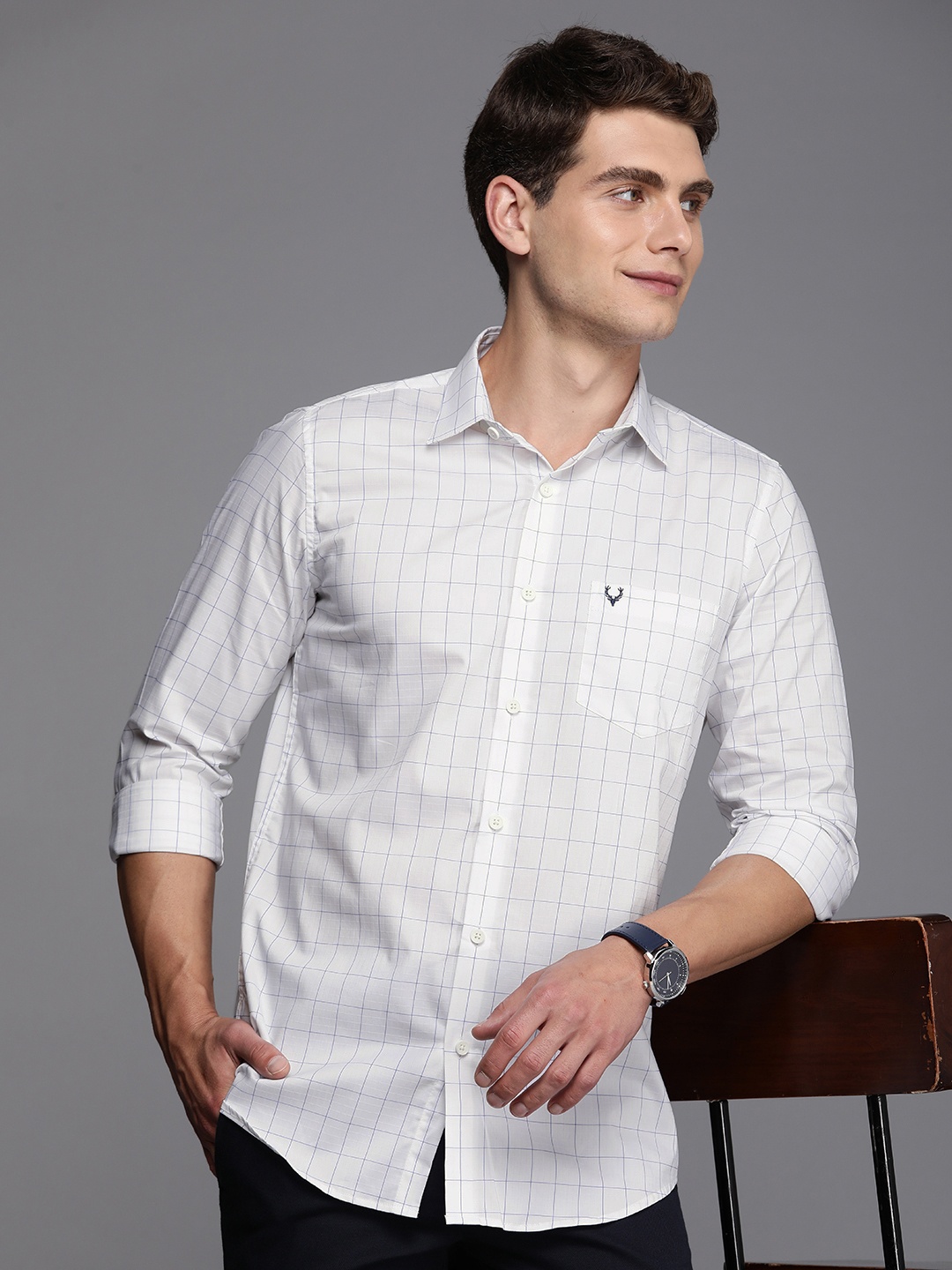 

Allen Solly Men Comfort Grid Tattersall Checked Casual Shirt, White