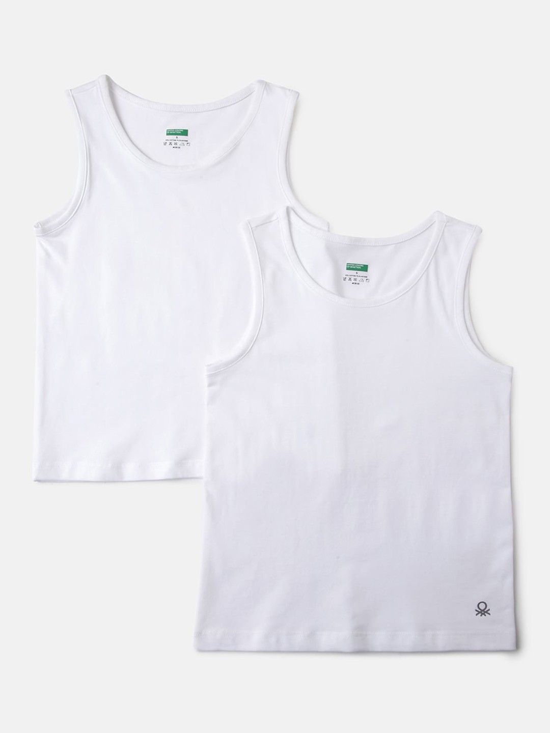 

United Colors of Benetton Boys Pack Of 2 Durable Basic Vest, White