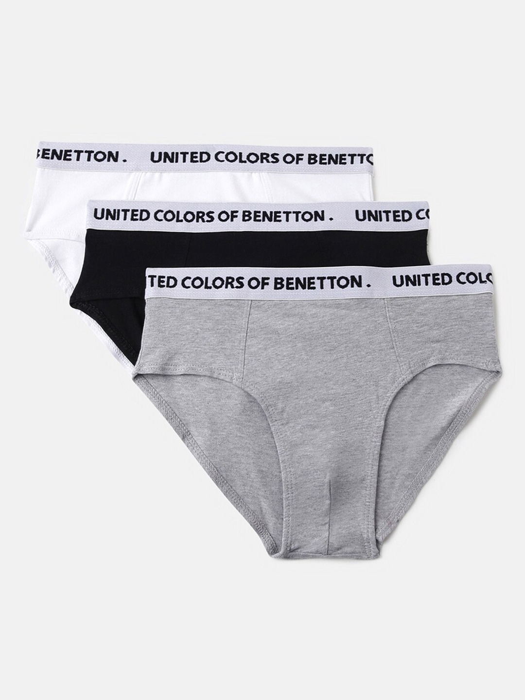 

United Colors of Benetton Boys Pack Of 3 Basic Briefs 23P3096UCB01I901XS, White