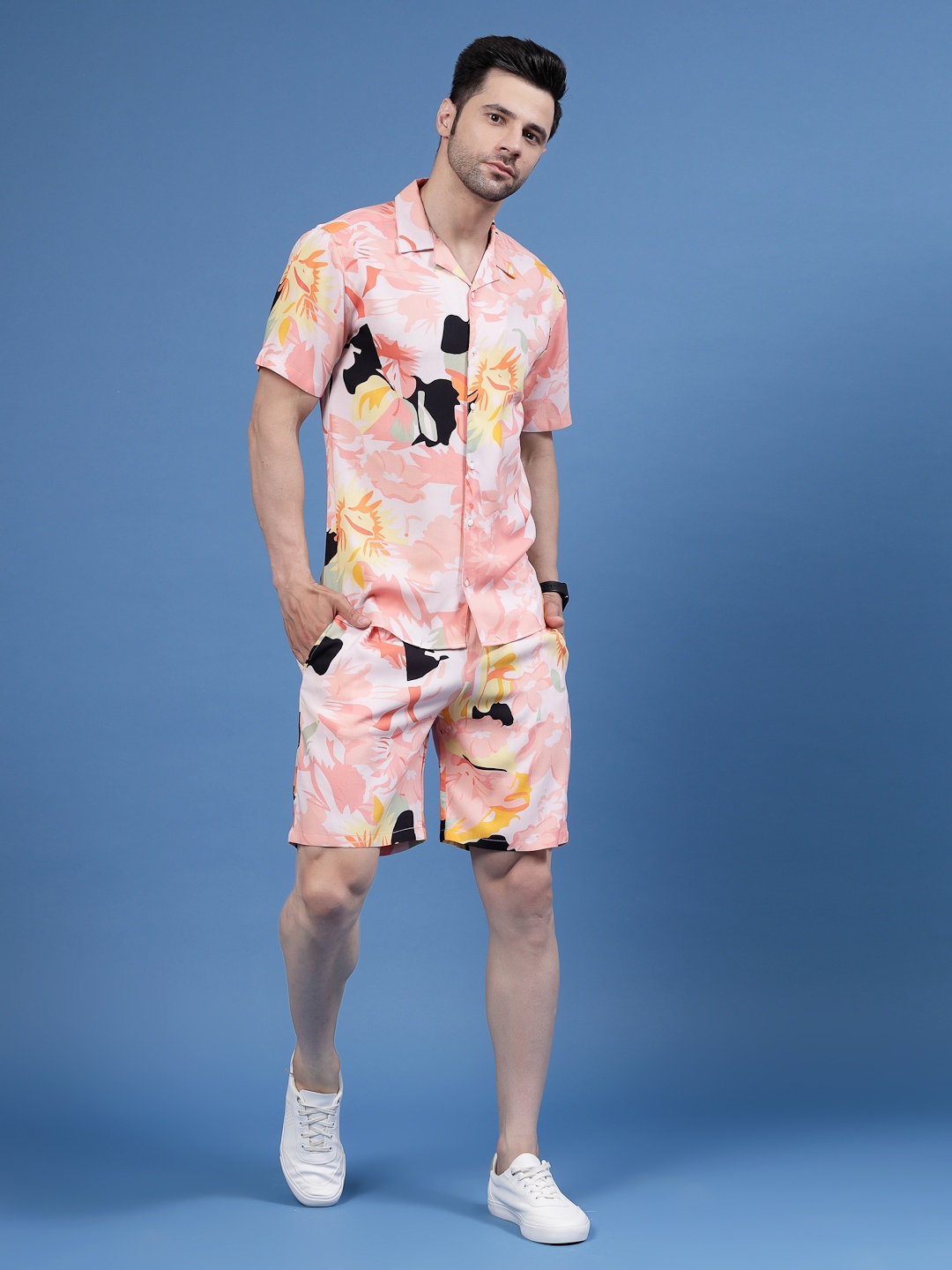 

Rigo Abstract Printed Slim Fit Co-Ords, Pink