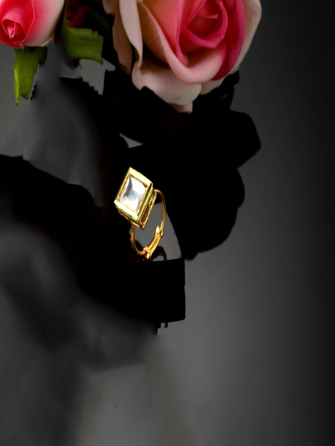 

DUGRISTYLE Gold-Plated AD Studded Finger Ring