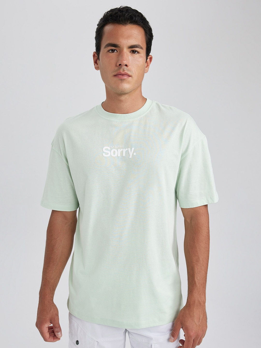 

DeFacto Typography Printed Pure Cotton T-shirt, Sea green