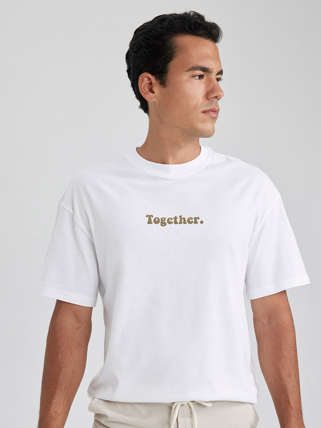

DeFacto Typography Printed Pure Cotton T-shirt, White