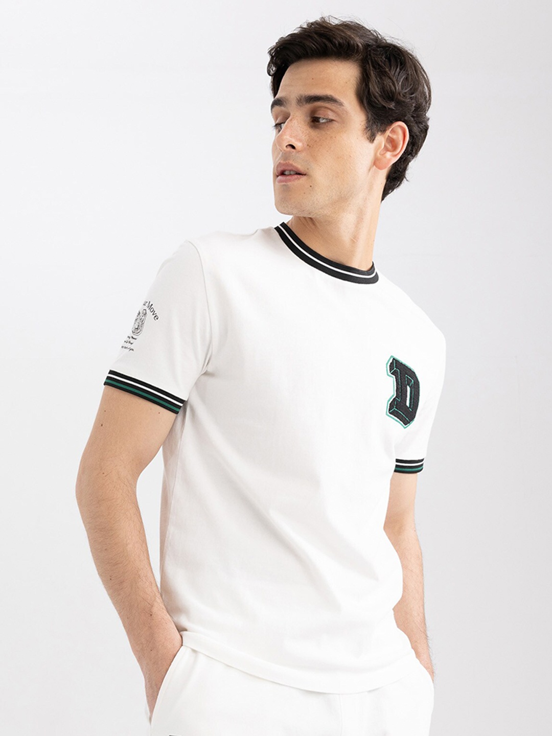 

DeFacto Typography Printed Round Neck Pure Cotton Sports T-shirt, White