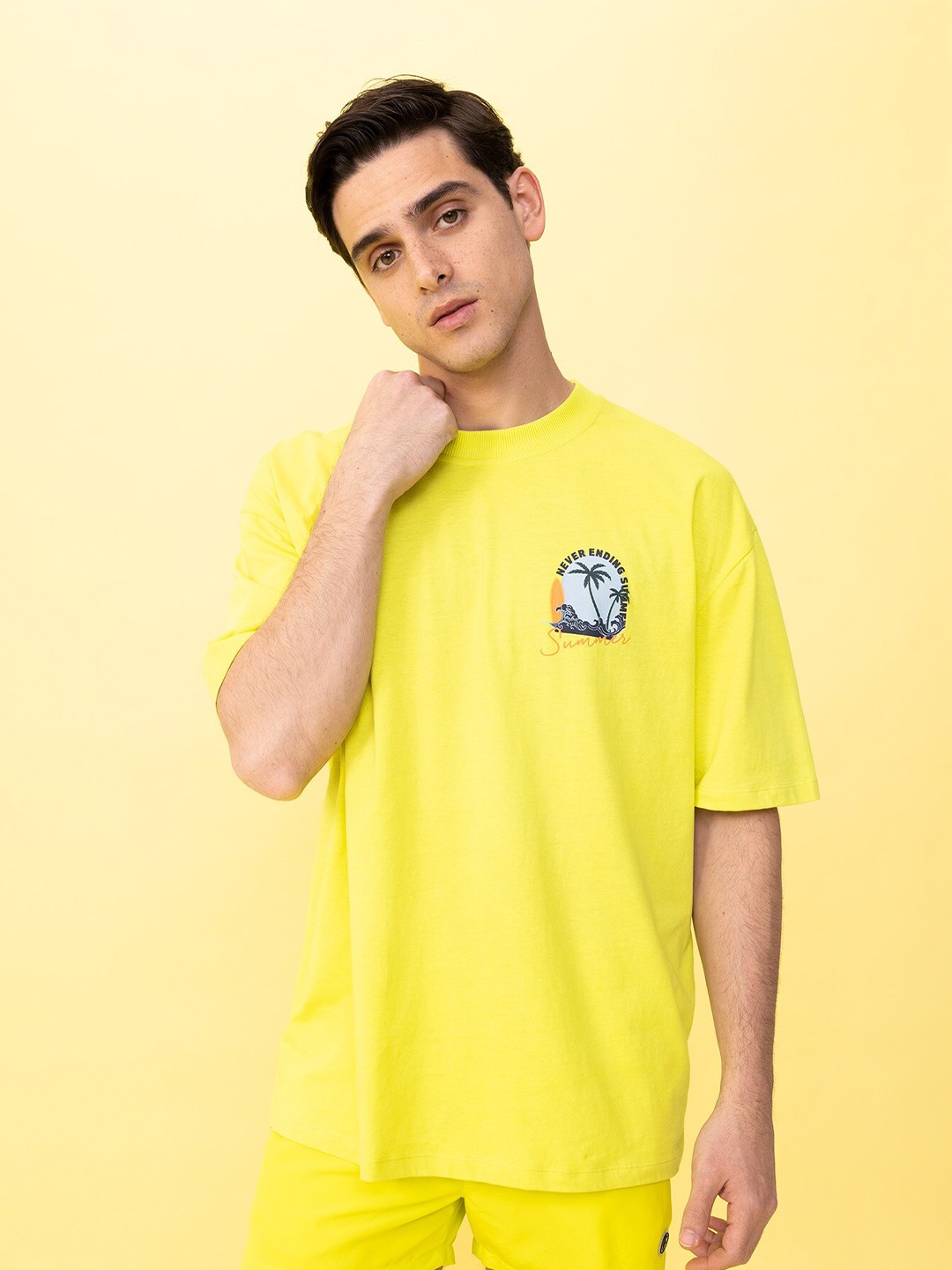

DeFacto Round Neck Cotton T-shirt, Yellow