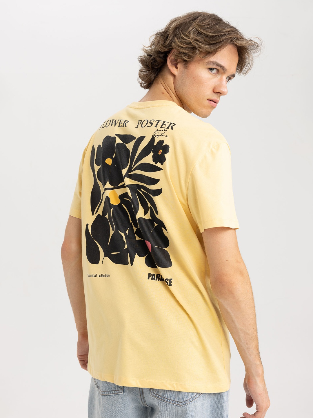

DeFacto Floral Printed Cotton T-Shirt, Yellow