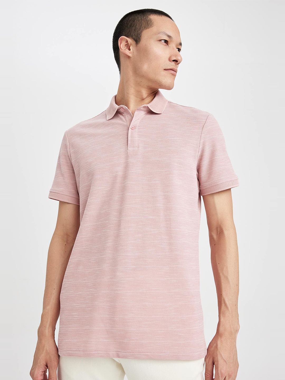 

DeFacto Polo Collar Short Sleeve T-shirt, Pink