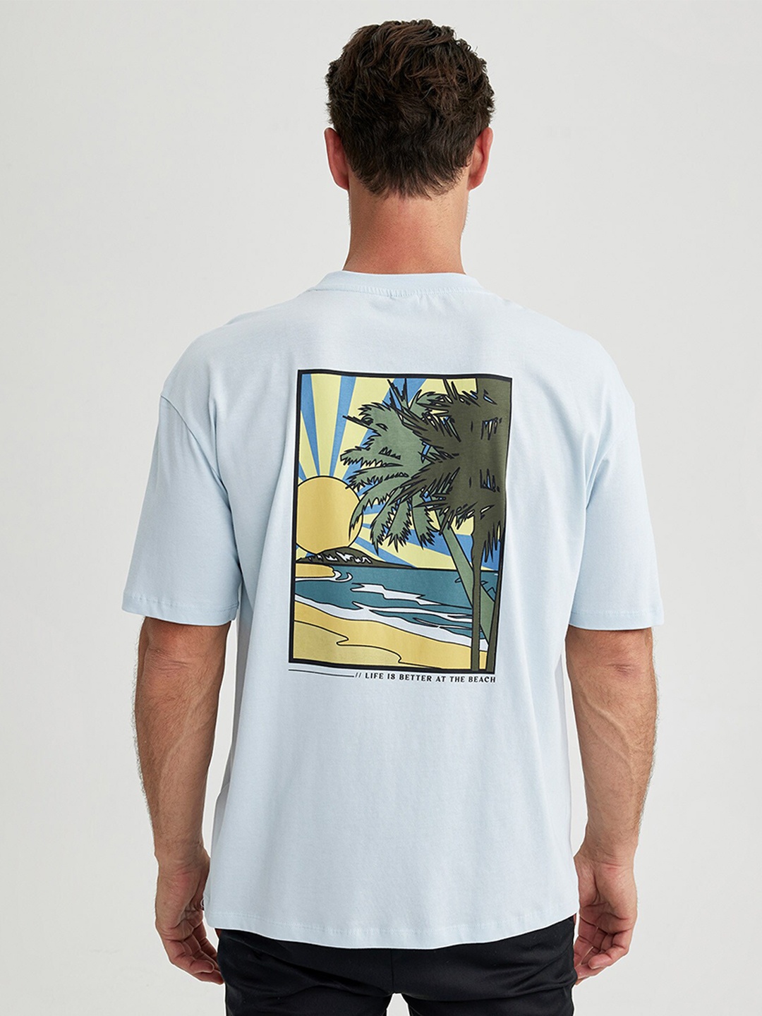 

DeFacto Graphic Printed Pure Cotton T-shirt, Blue