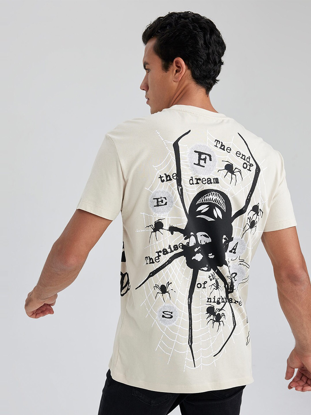 

DeFacto Graphic Printed Pure Cotton T-shirt, Off white