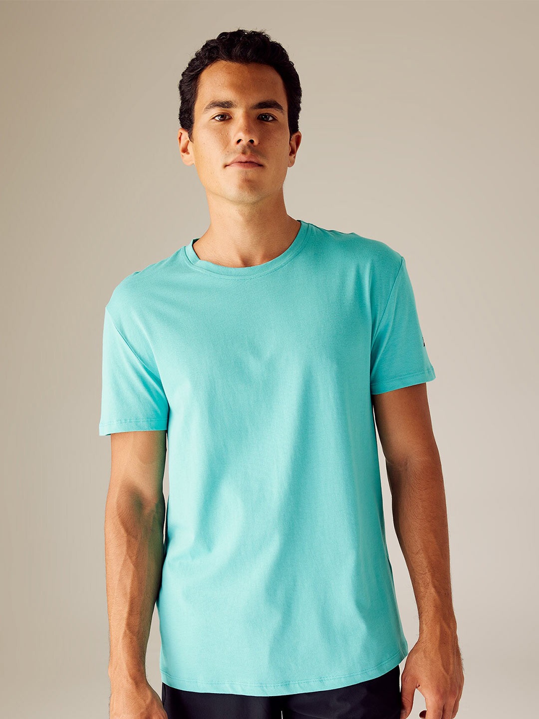 

DeFacto Round Neck Cotton T-shirt, Turquoise blue