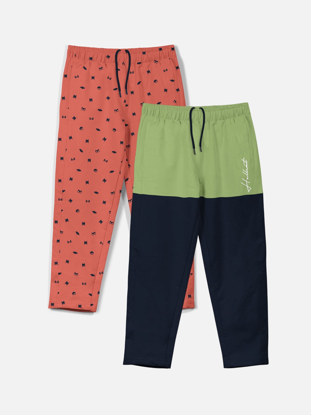 

HELLCAT Boys Pack of 2 Printed Cotton Track Pants, Green