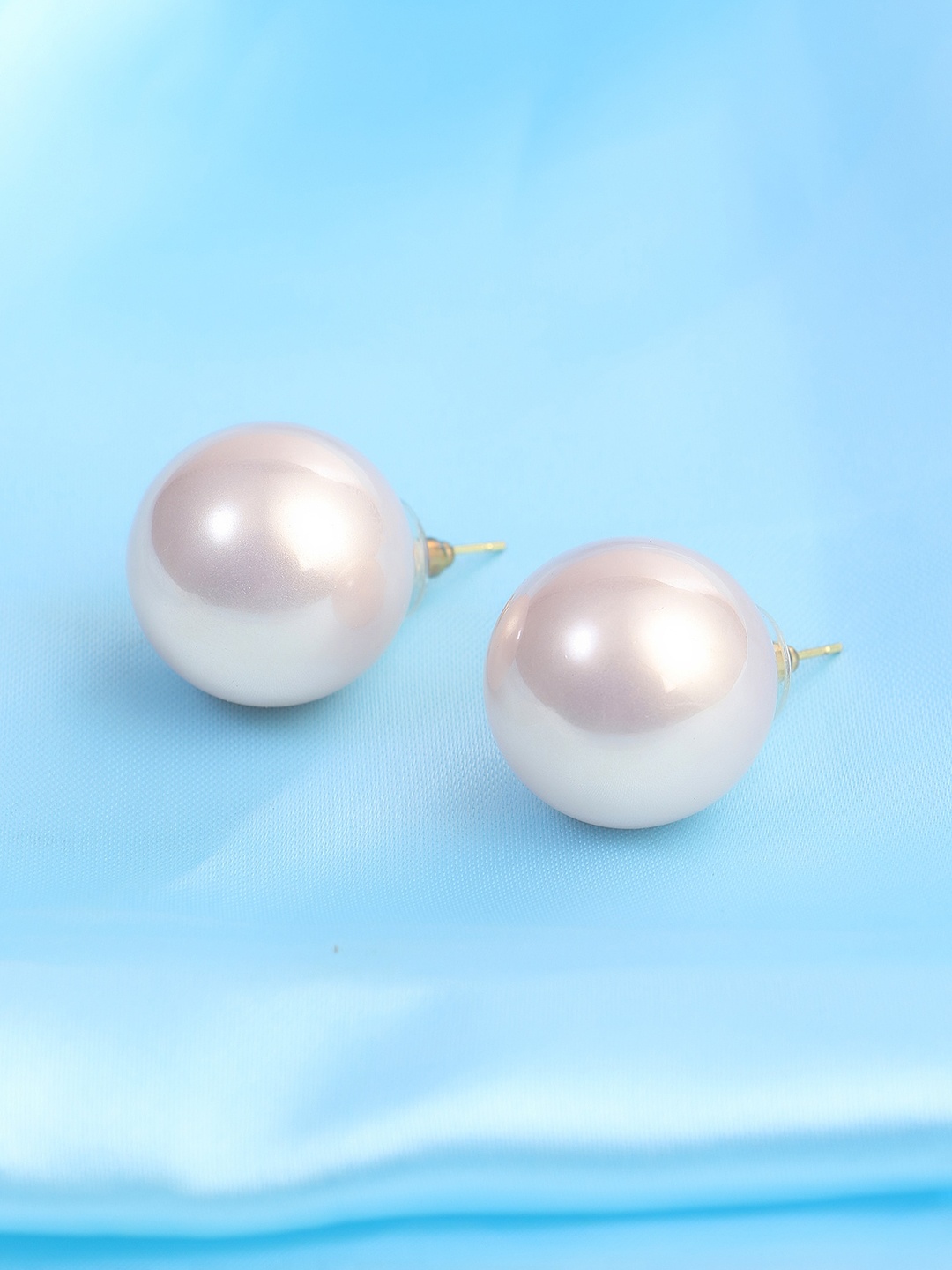 

Adwitiya Collection Gold-Plated Spherical Studs Earrings, Pink