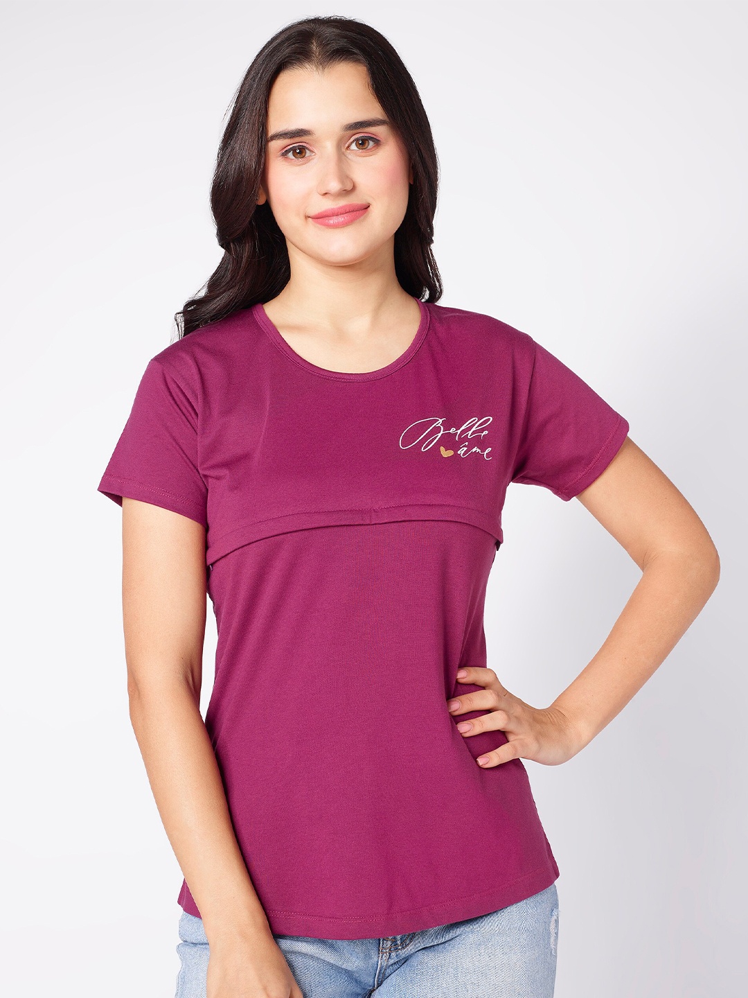 

beebelle Round Neck Maternity T-shirt, Purple