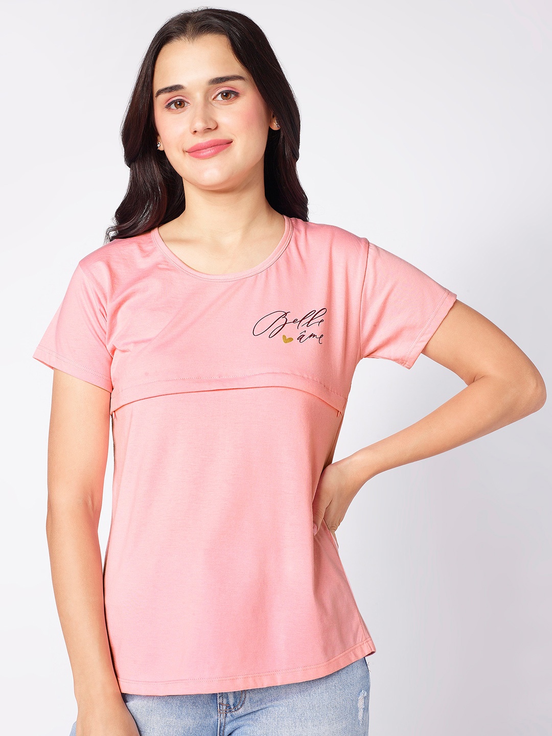 

beebelle Round Neck Maternity T-shirt, Peach