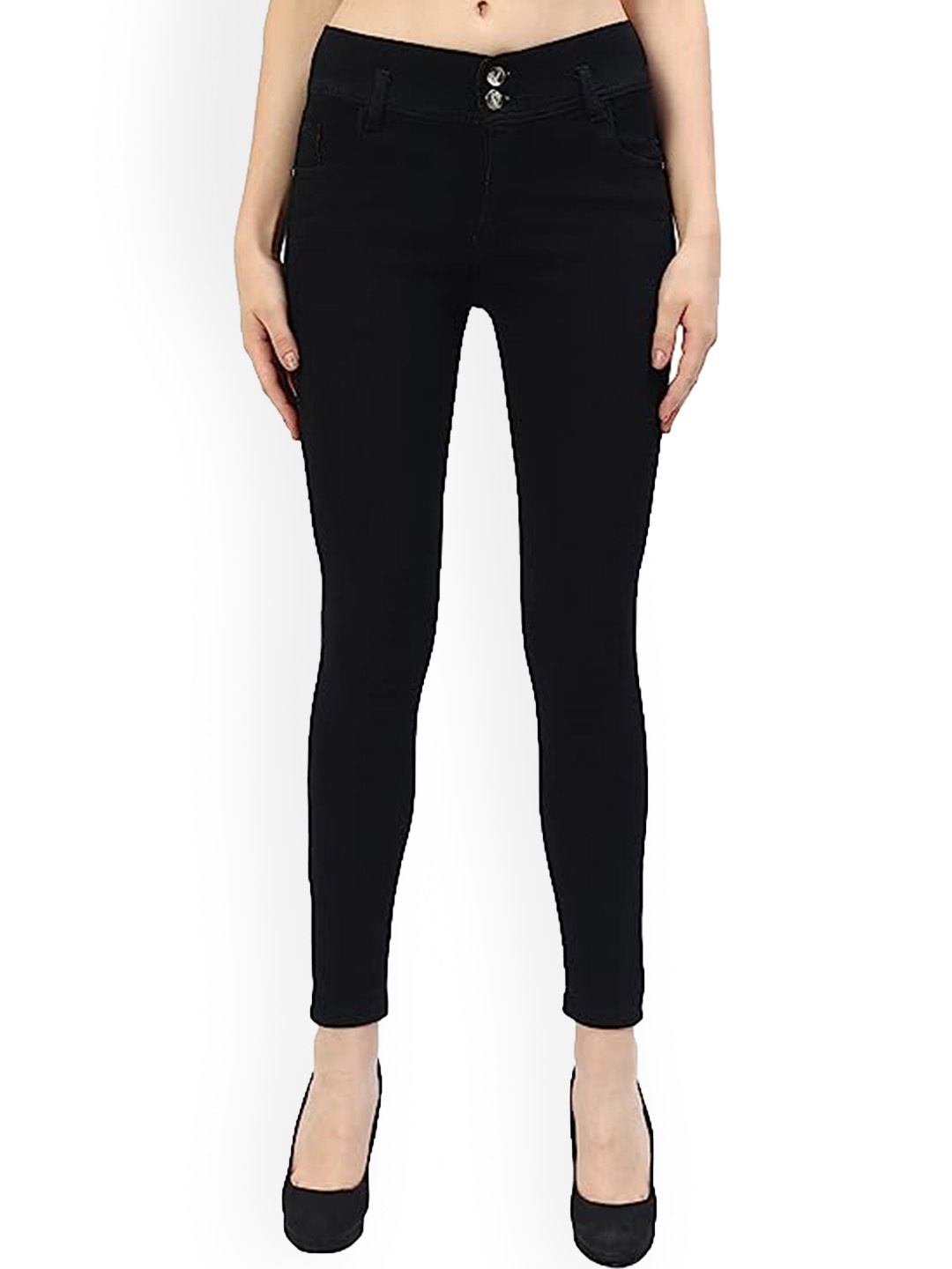 

DKGF FASHION Women Hottie Skinny Fit Clean Look Mid-Rise Cotton Jeans, Black