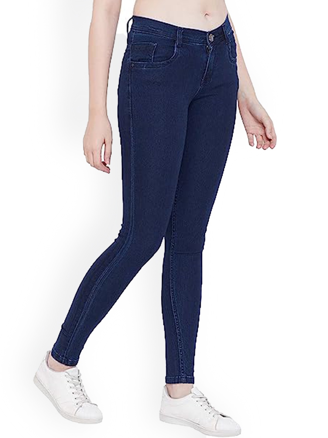 

DKGF FASHION Women Hottie Skinny Fit Clean Look Mid-Rise Cotton Jeans, Navy blue