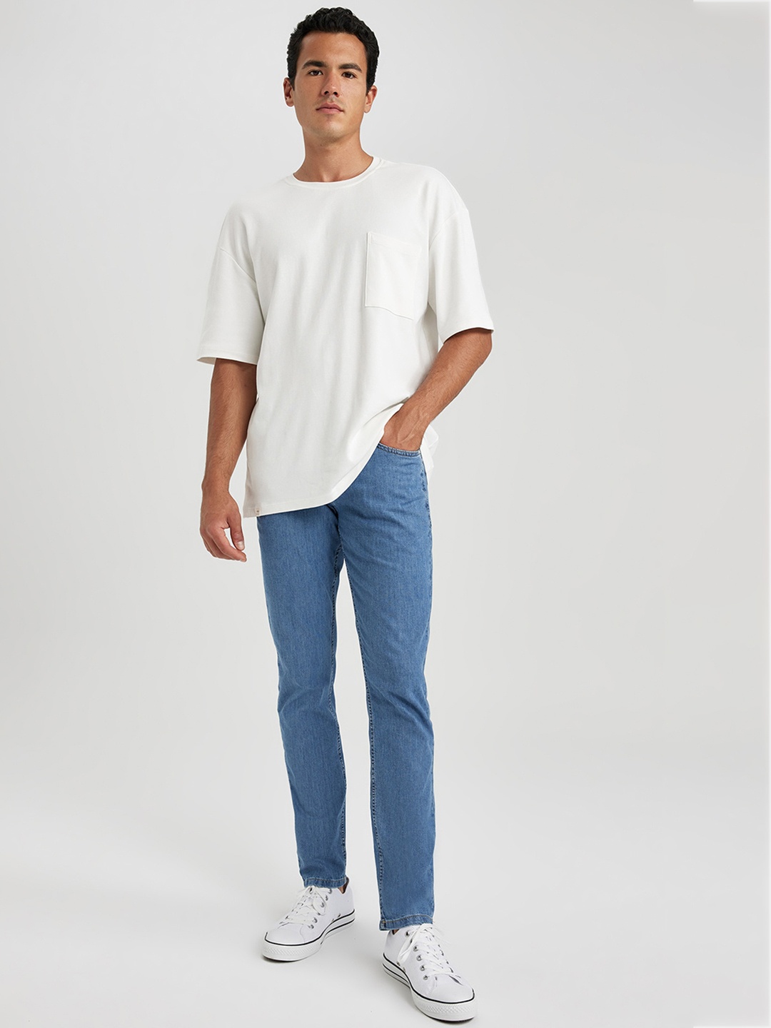 

DeFacto Men Mid-Rise Clean Look Stretchable Jeans, Blue