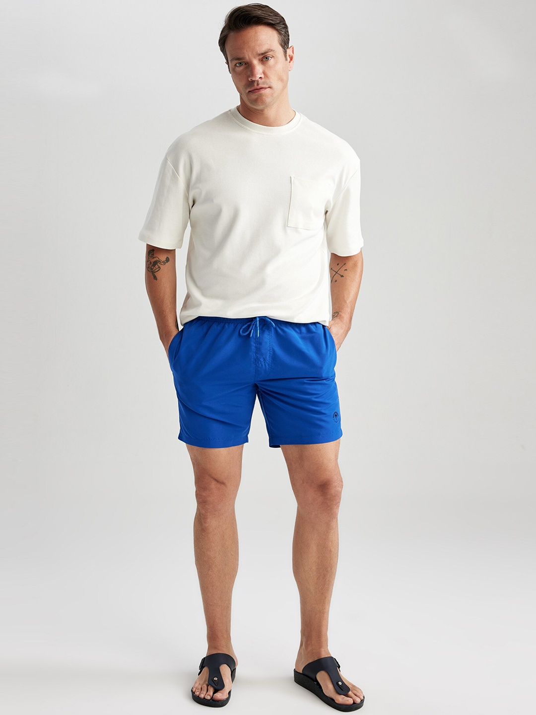 

DeFacto Men Mid-Rise Swim Shorts, Blue