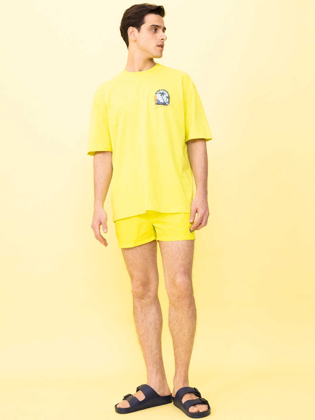 

DeFacto Men Mid-Rise Swim Shorts, Yellow