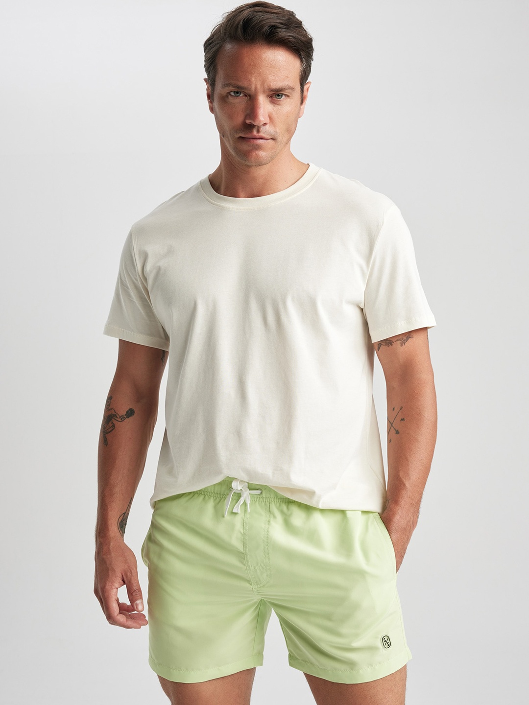 

DeFacto Men Mid-Rise Swim Shorts, Lime green