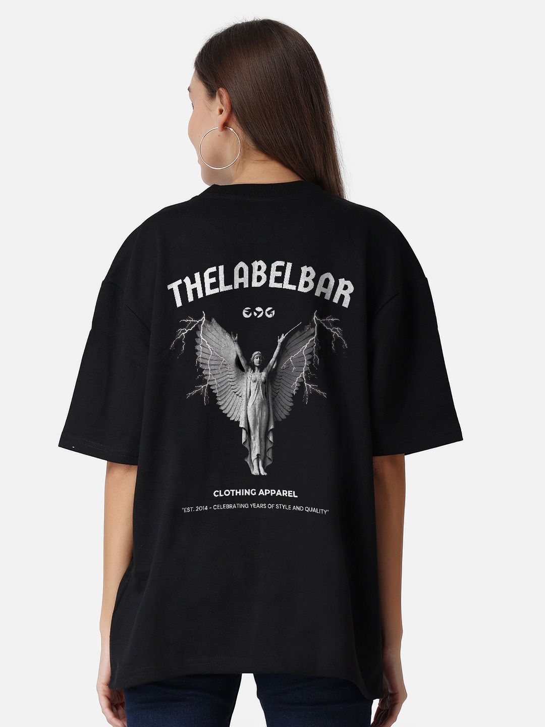 

The Label Bar Graphic Printed Cotton Loose T-shirt, Black