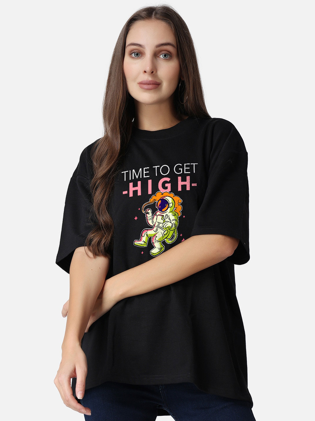 

The Label Bar Graphic Printed Cotton Loose T-shirt, Black