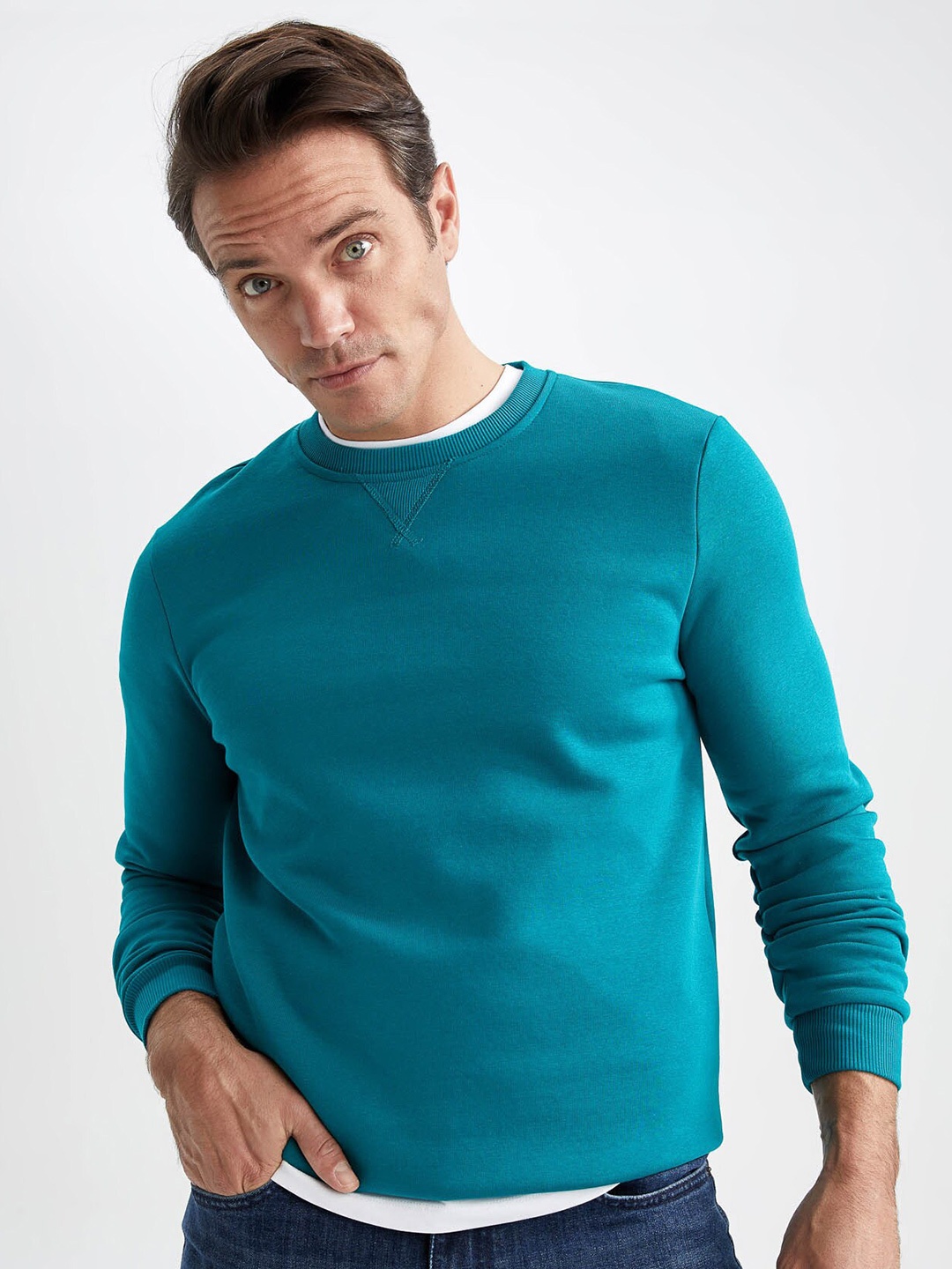 

DeFacto Round Neck Long Sleeves Pullover, Blue