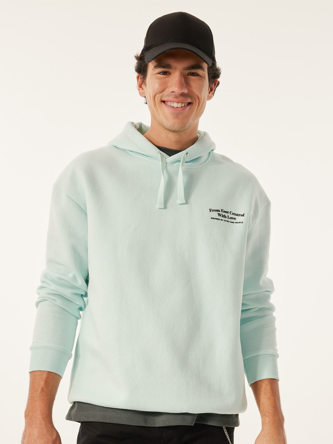 

DeFacto Typography Printed Hooded Pullover Sweatshirt, Blue