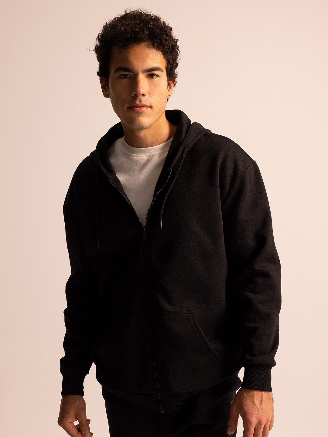 

DeFacto Full Sleeve Open-Front Hooded Sweater, Black