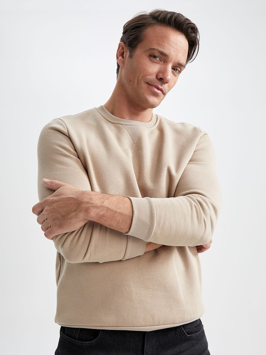 

DeFacto Long Sleeve Pullover, Beige