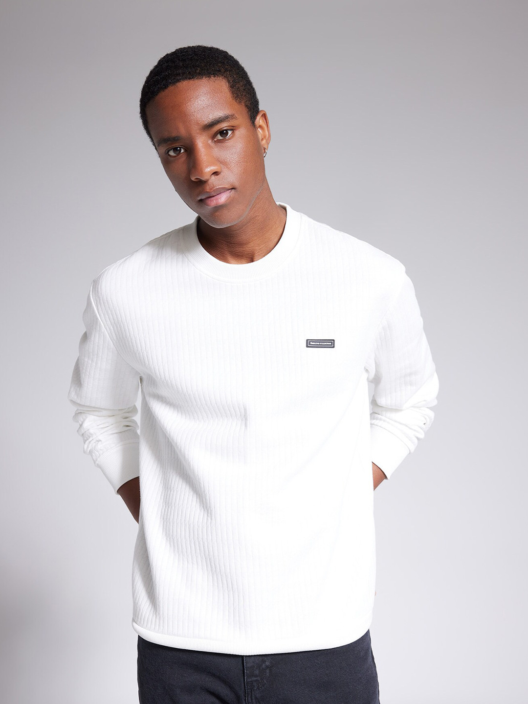 

DeFacto Ribbed Long Sleeve Pullover, White