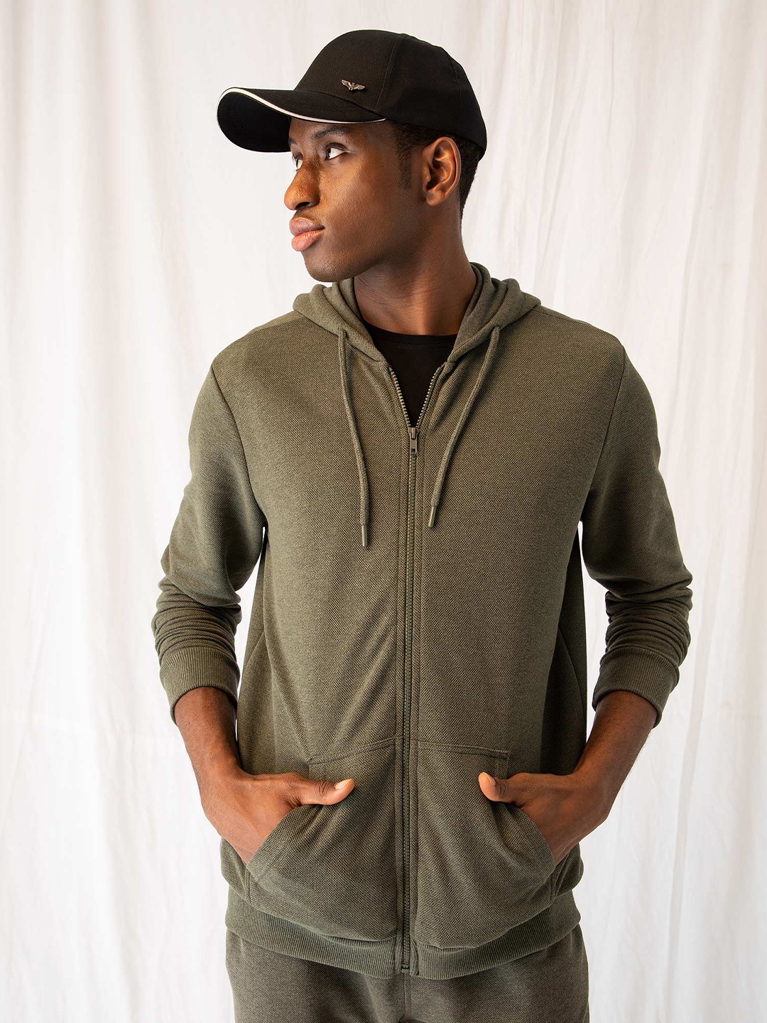 

DeFacto Hooded Front Open Sweater, Olive