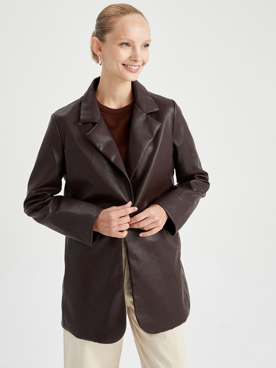 

DeFacto Lapel Collar Longline Tailored Jacket, Na