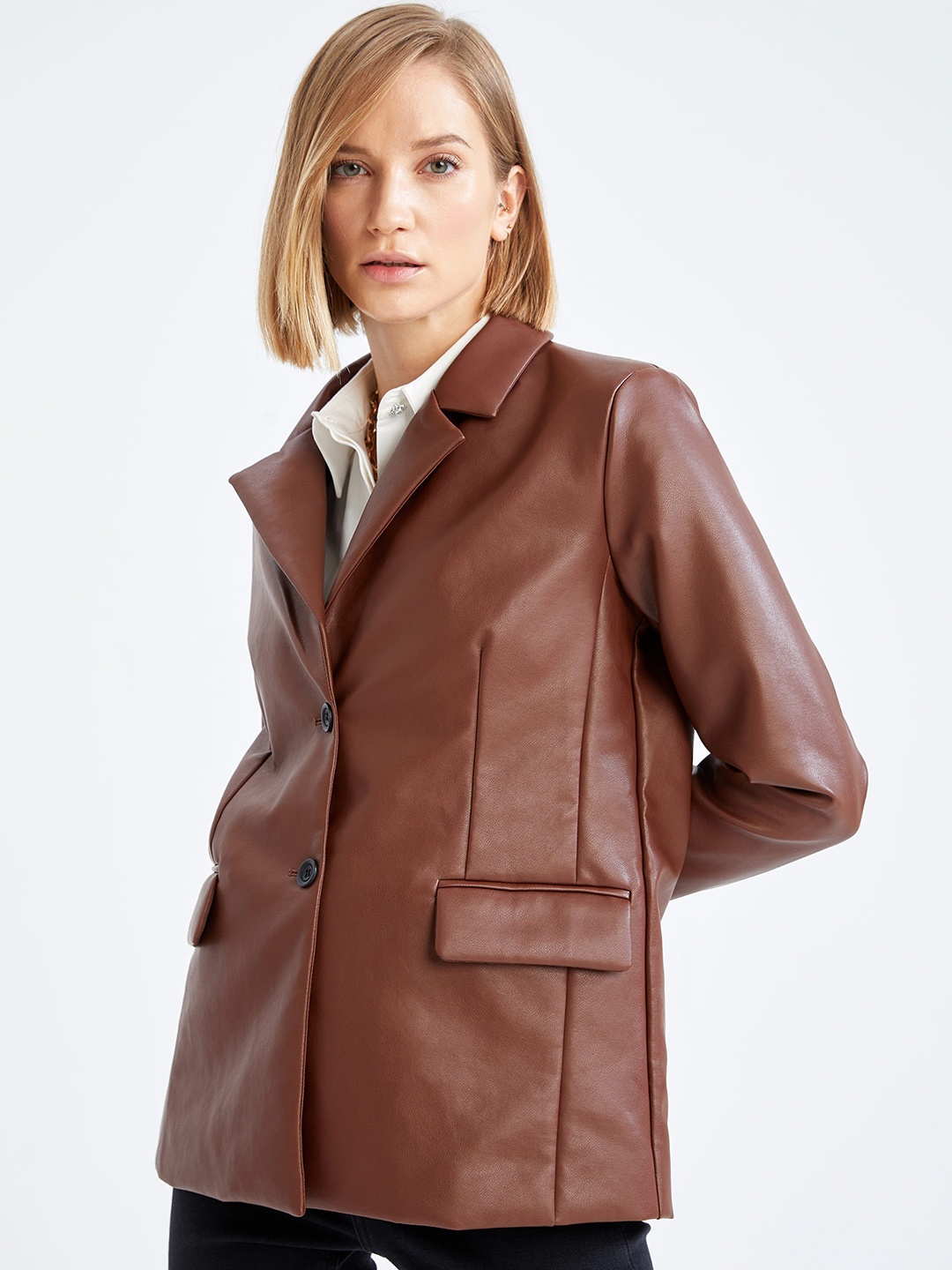 

DeFacto Lapel Collar Tailored Jacket, Brown