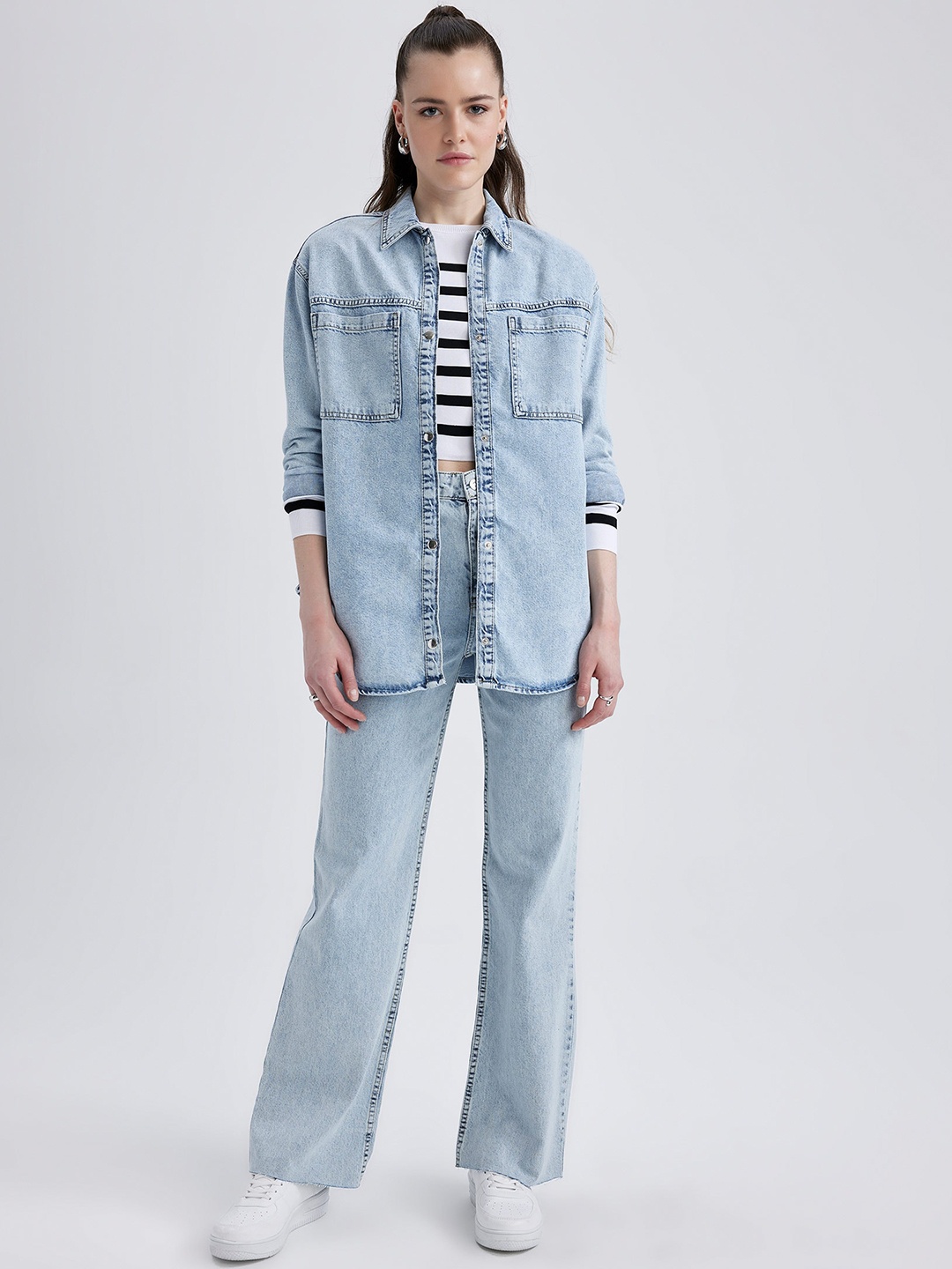 

DeFacto Washed Denim Jacket, Blue