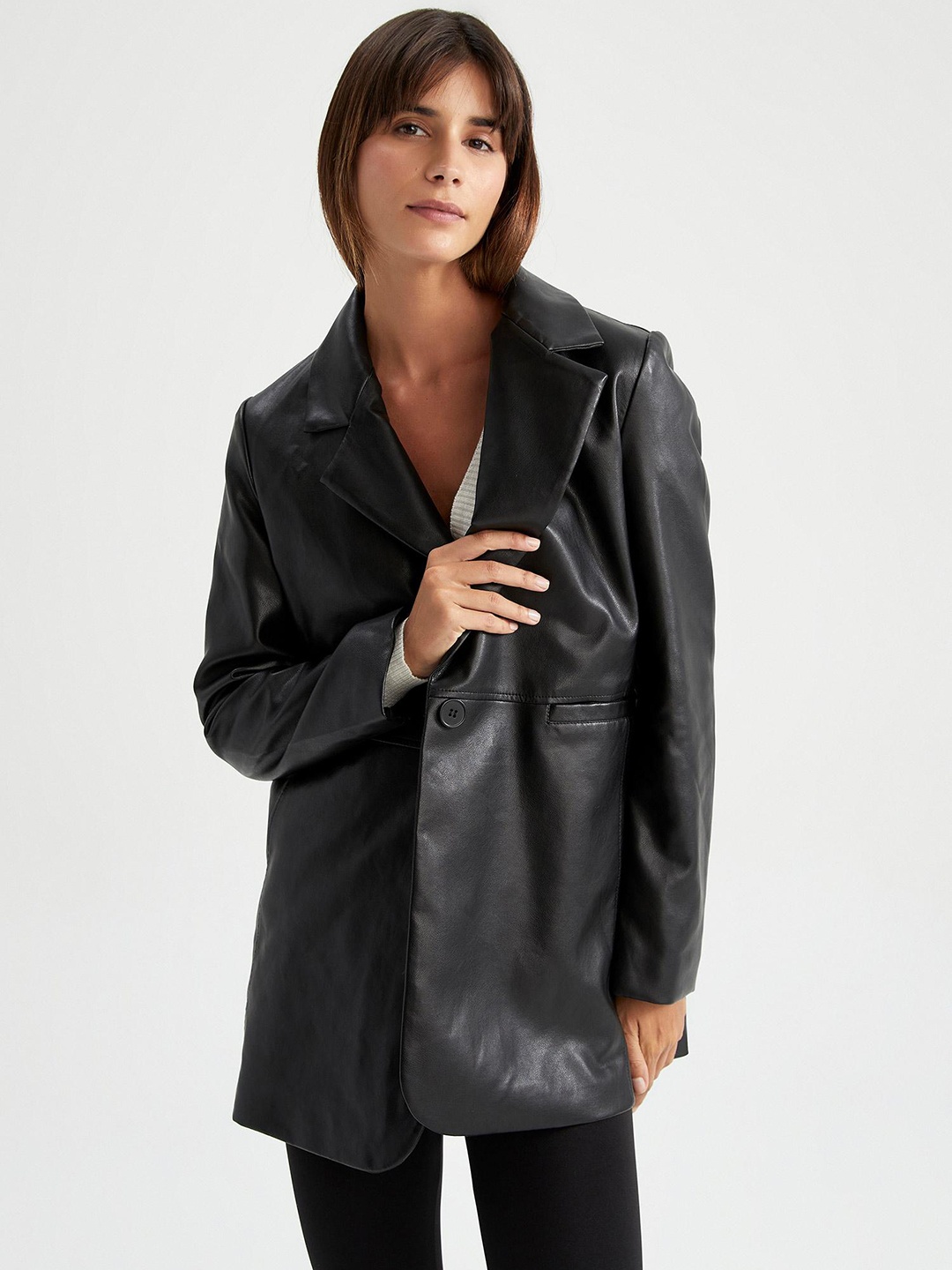 

DeFacto Lapel Collar Longline Tailored Jacket, Na