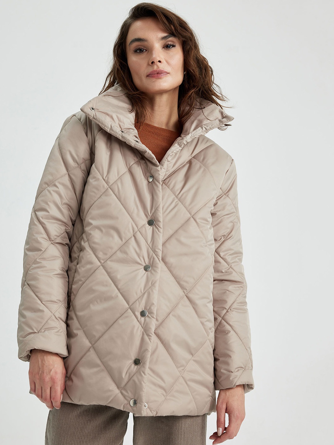 

DeFacto Hooded Quilted Jacket, Beige