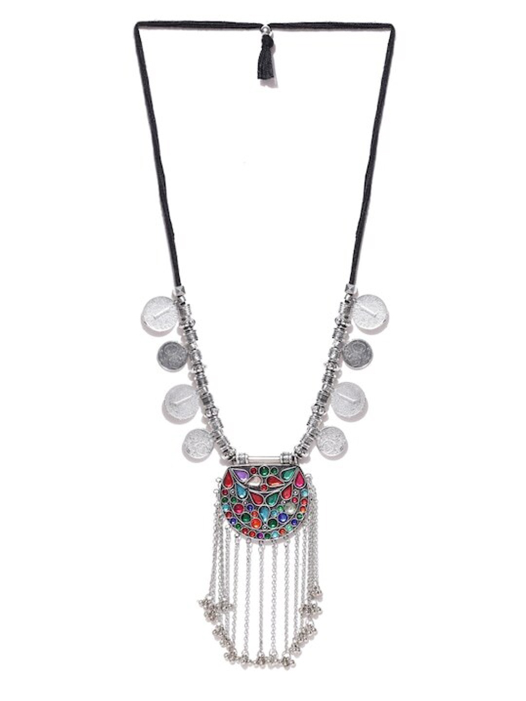 

Infuzze Silver-Plated Oxidised Hema Necklace