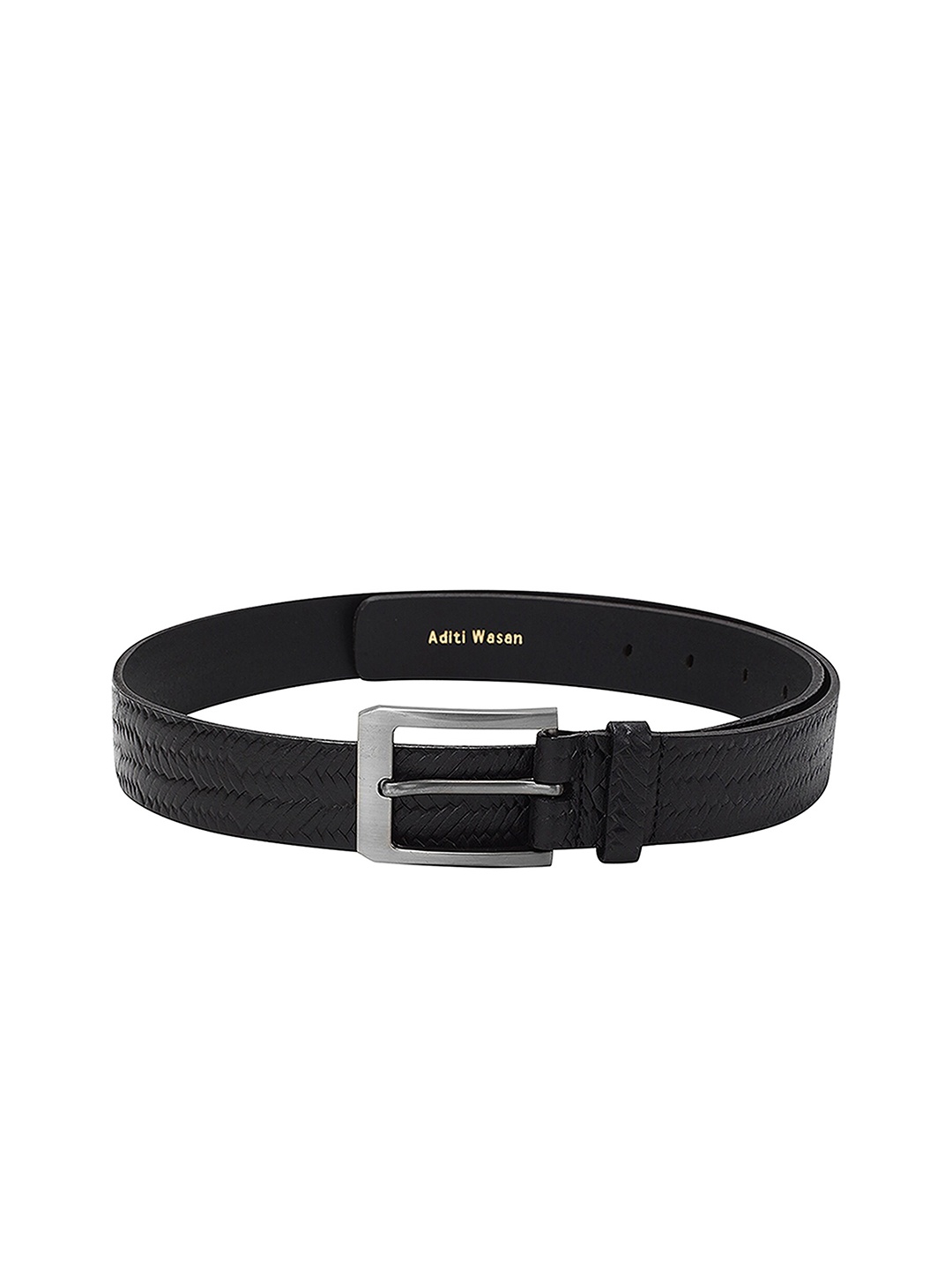 

Aditi Wasan Men Textured Leather Belt, Black