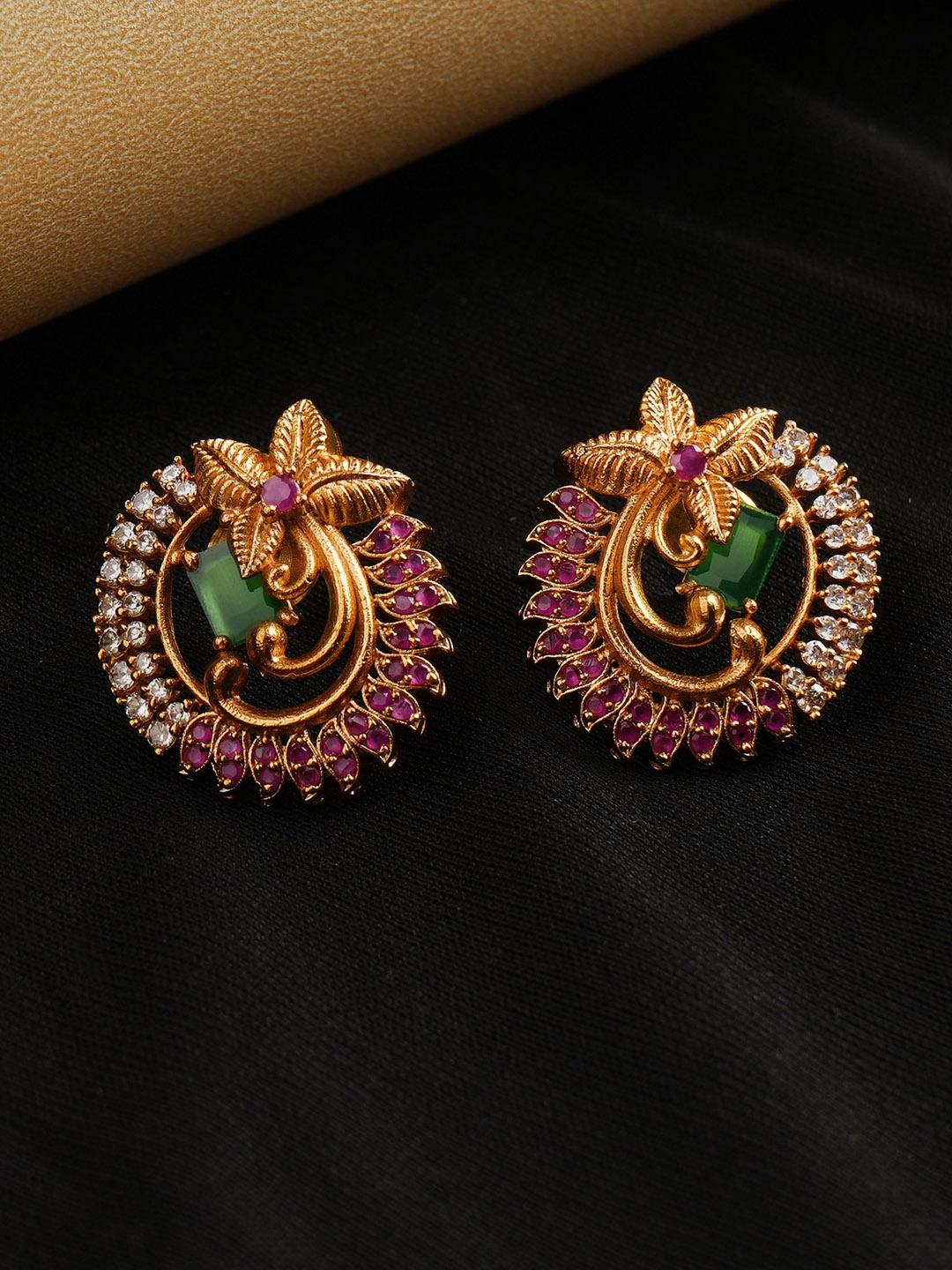 

Vriksham Brass-Plated Contemporary Studs Earrings, Gold