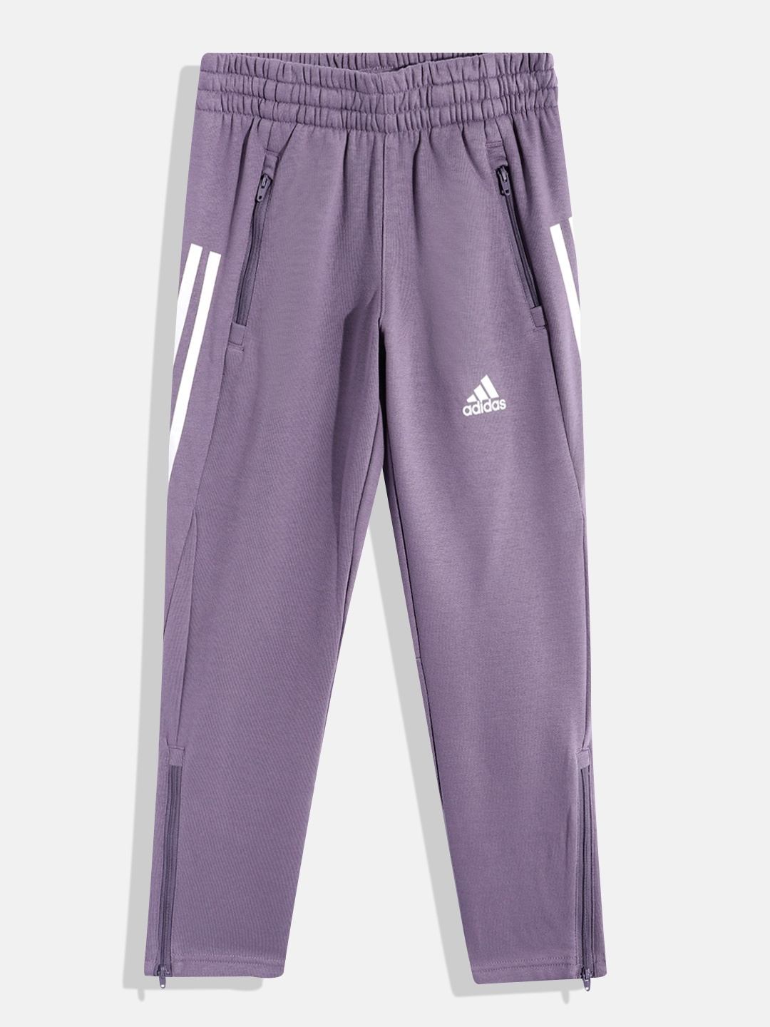 

ADIDAS Kids Striped Detail Mid-Rise B ADI 3S FL PT Track Pants, Purple